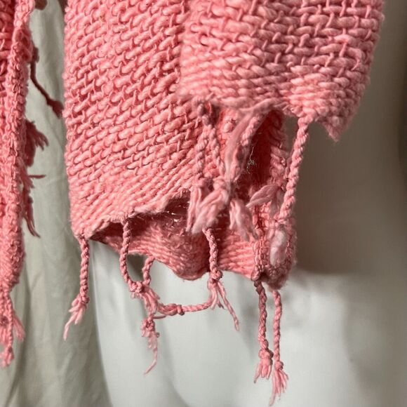 Vance Kitira Women's Woven Pink Cotton Scarf Shawl Wrap With Fringe One Size - Picture 8 of 11